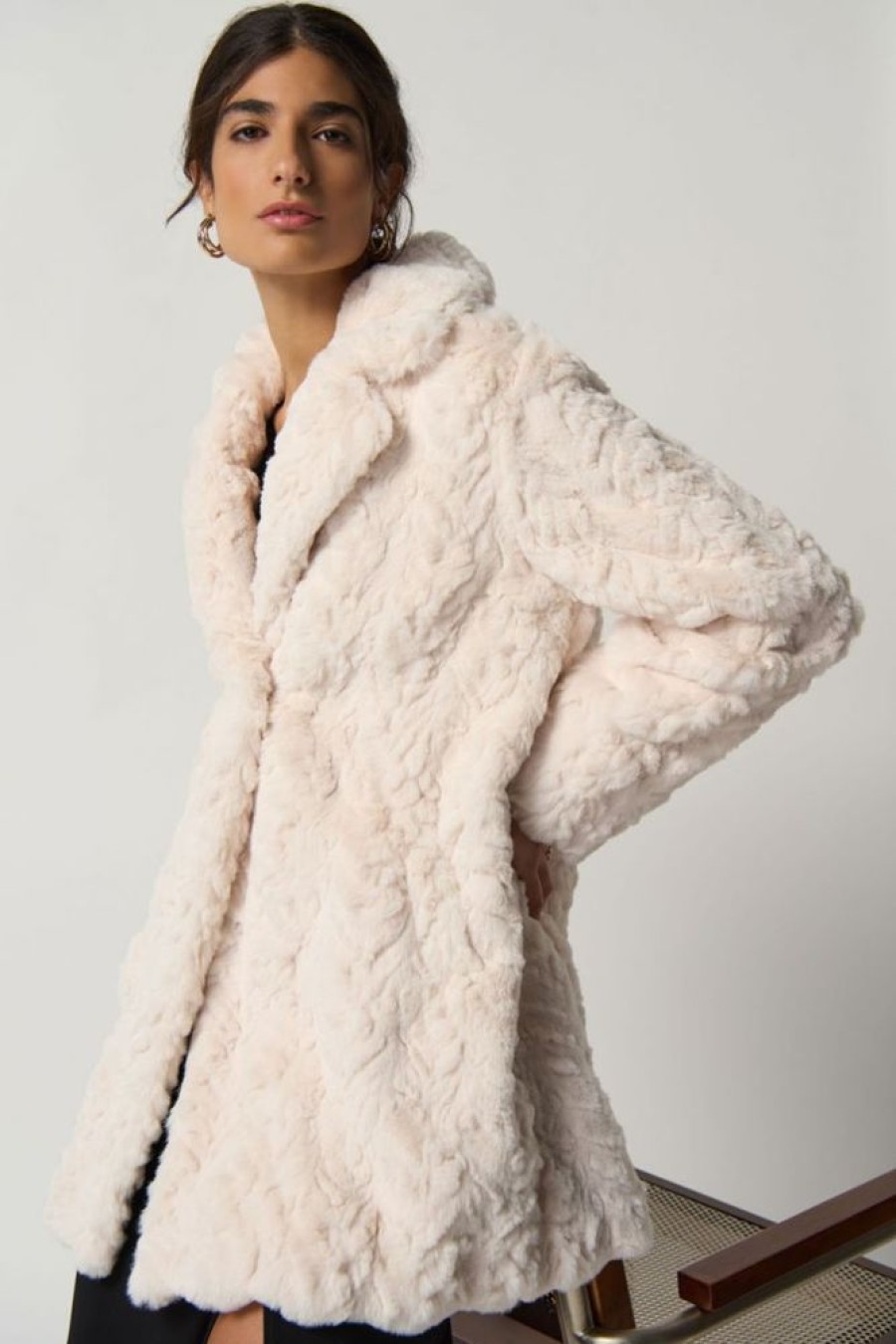 Women JOSEPH RIBKOFF Coats & Jackets | Joseph Ribkoff- Women'S Faux Fur Coat Cream