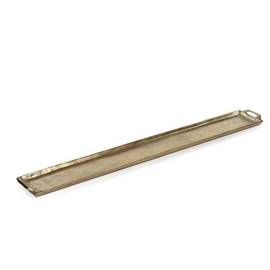 Cottage Kitchen SCHAUBEN & CO Serving Ware | Zodax- Rectangular Gold Aluminum Tray-Large