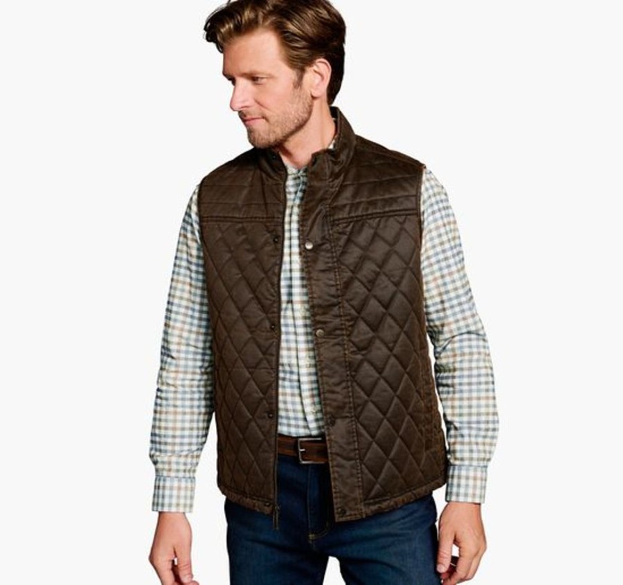 Men JOHNSTON & MURPHY Coats & Jackets | Johnston & Murphy- Men'S Antique Cotton Vest Brown