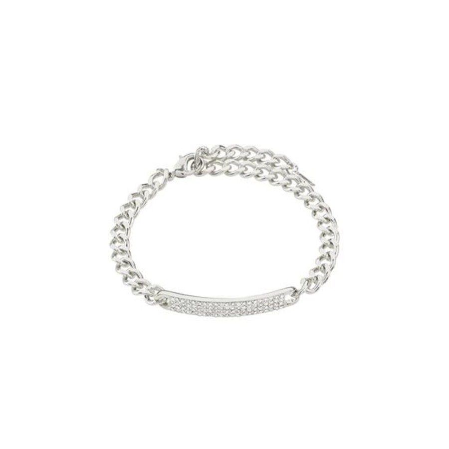 Women PILGRIM Jewelry | Pilgrim- Heat Silver Crystal Chain Bracelet