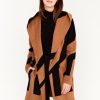 Women FRANK LYMAN Tops | Frank Lyman- Geometric Band Cardigan Brown-Black