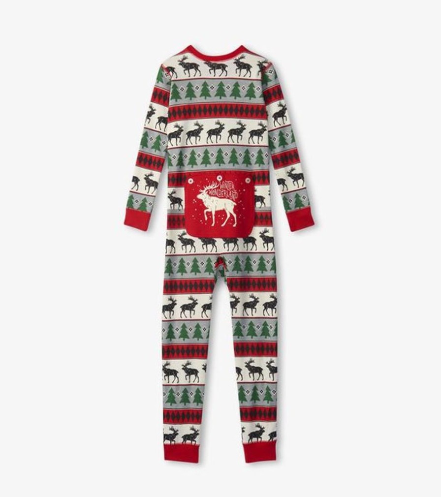 Kid HATLEY Sleepwear | Hatley- Kids Elk Fair Eisle Onesie Stripes