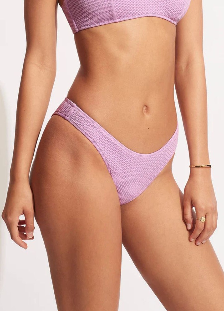 Women SEAFOLLY Bottoms | Seafolly- Ladies High Cut Swim Bottom Lilac