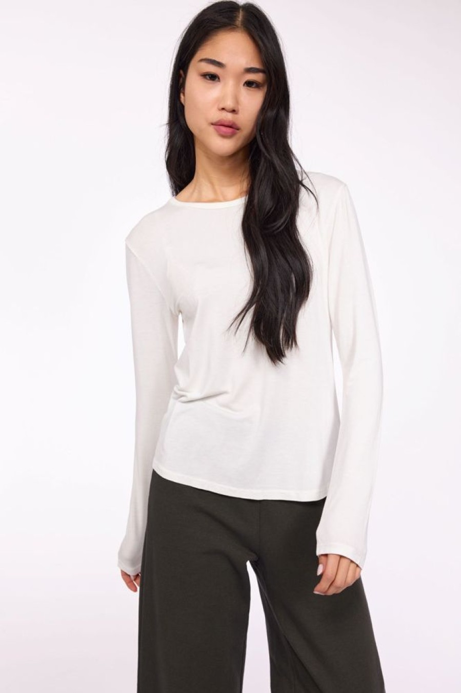 Women PISTACHE Tops | Pistache- Viscose Crew Neck Top