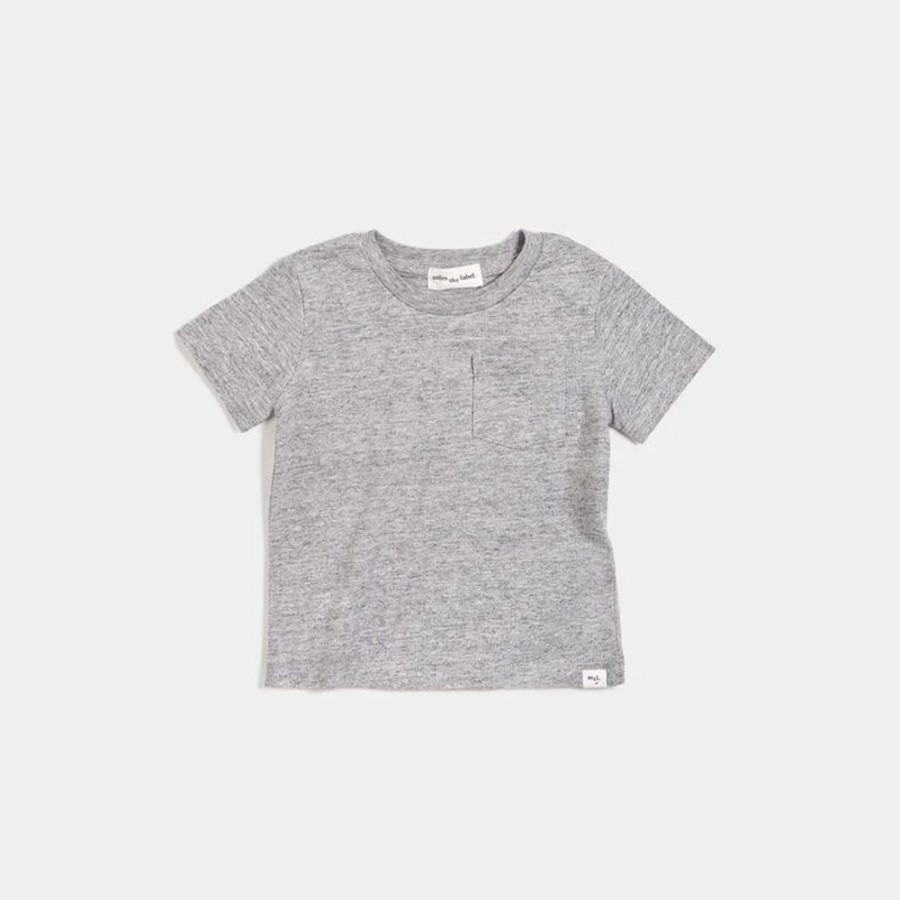 Kid MILES THE LABEL Tops | Miles The Label- Baby Miles Basic T-Shirt Lt Heather Grey