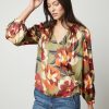 Women VELVET Tops | Velvet- Ladies Isra Satin Top Hydrangea