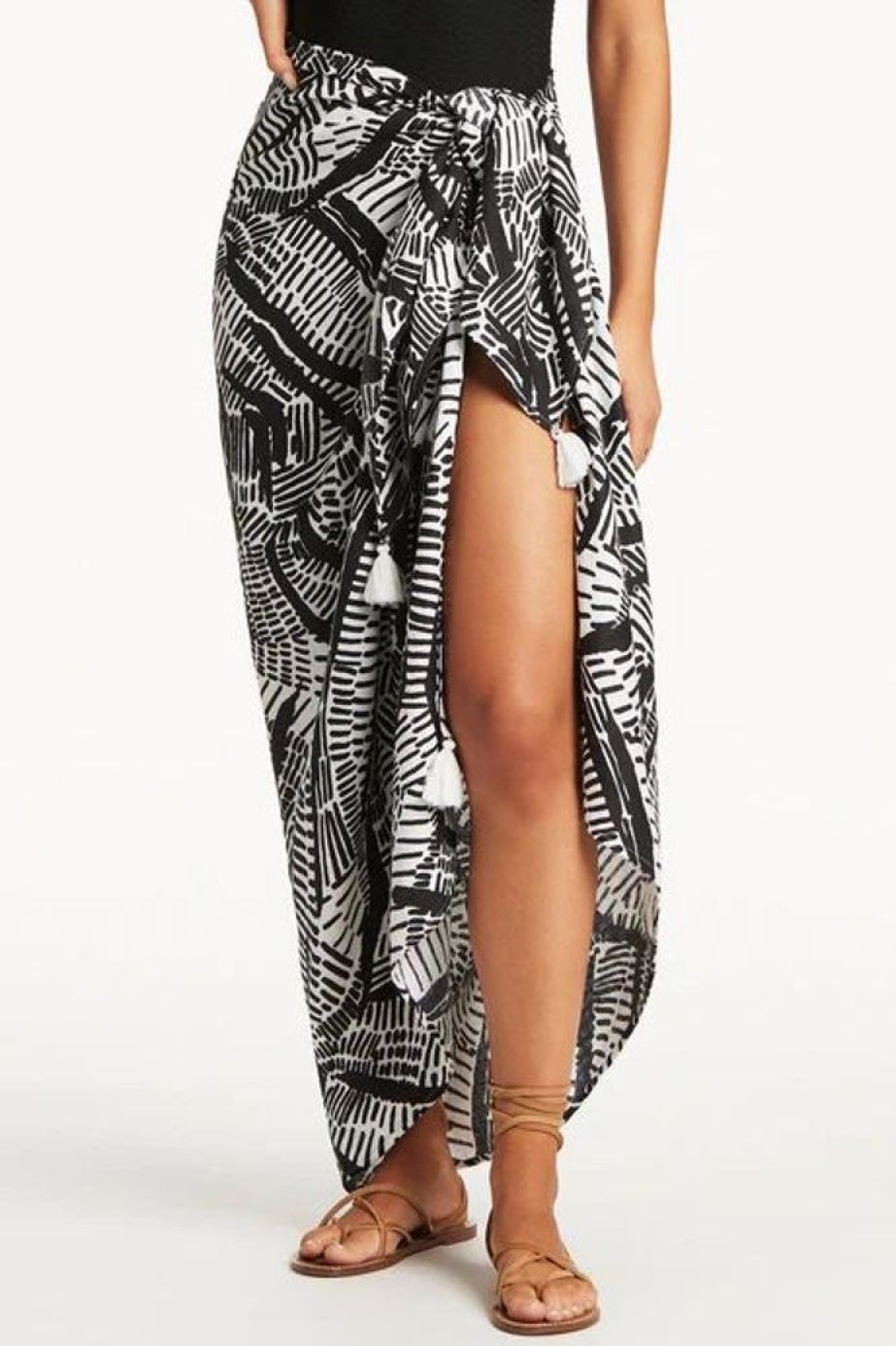 Women SEA LEVEL Cover-Ups | Sea Level- Ladies Pampas Sarong Black