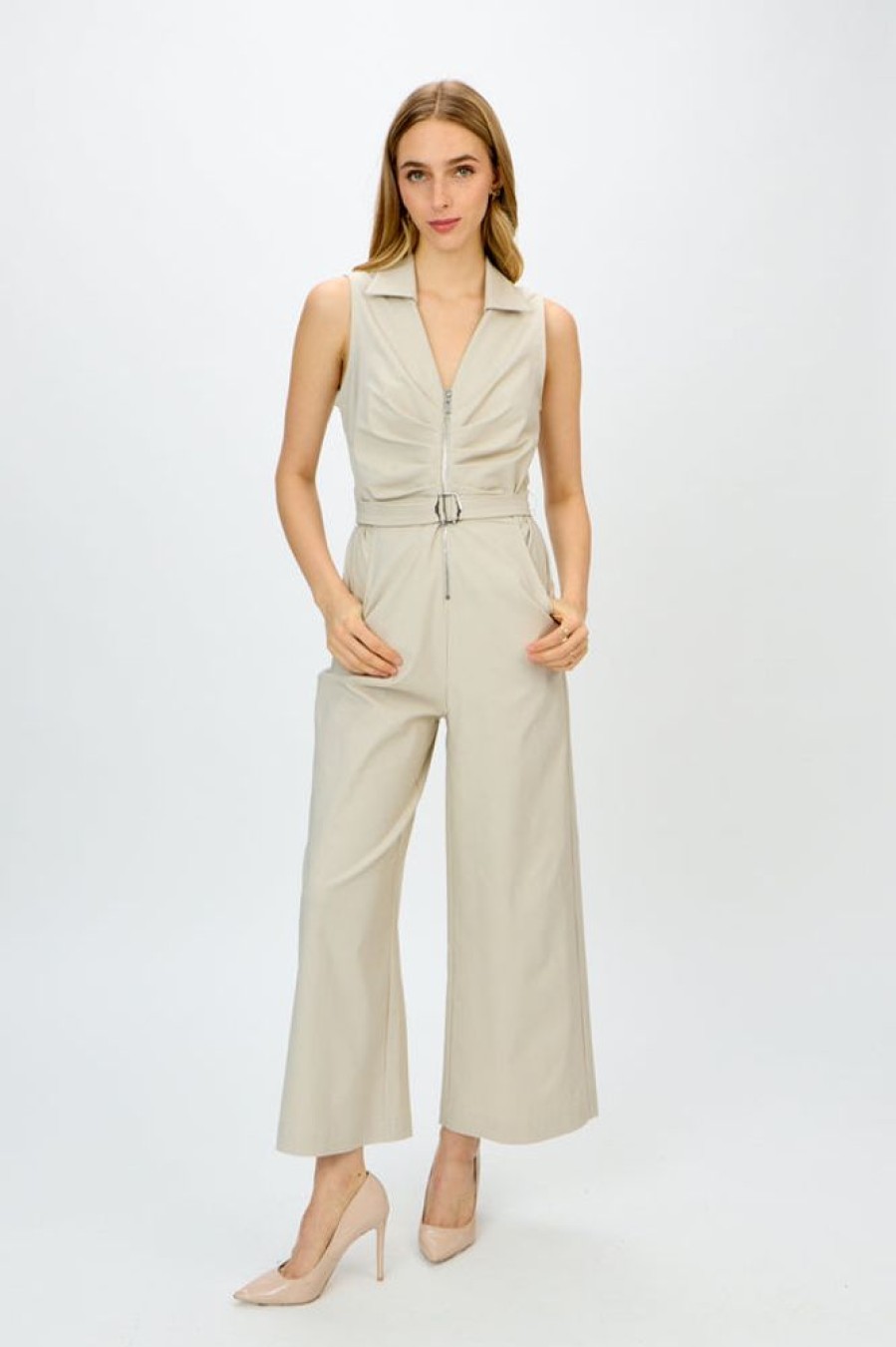 Women JOSEPH RIBKOFF Rompers | Joseph Ribkoff- Sleeveless Zip Front Jumpsuit