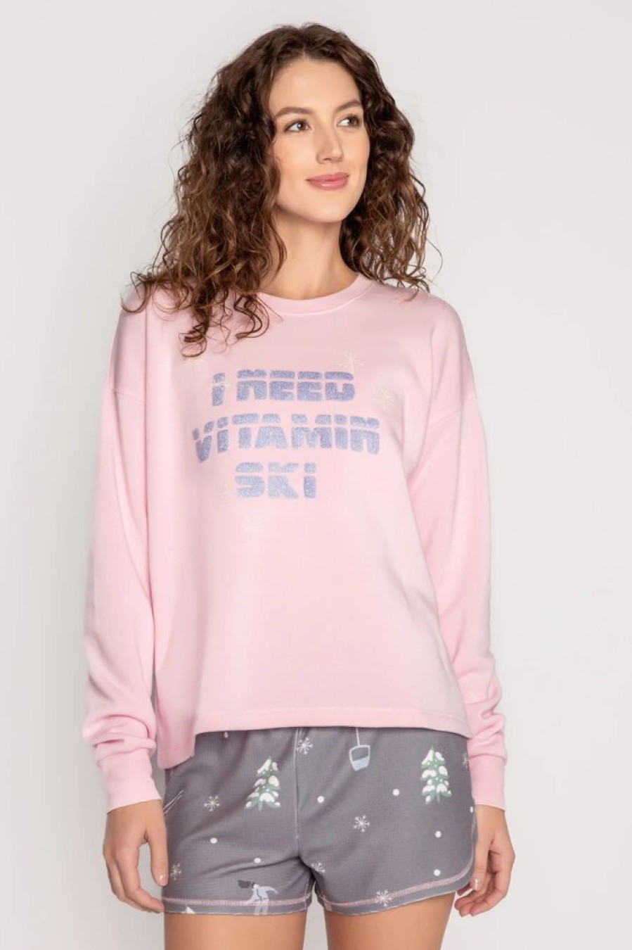 Women PJ SALVAGE Sleepwear & Lounge | Pj Salvage- In Need Of Vitamin Ski Long Sleeve Pastel Pink