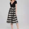 Women JOSEPH RIBKOFF Dresses | Joseph Ribkoff- Striped Dual Fabric Dress Black-Silver