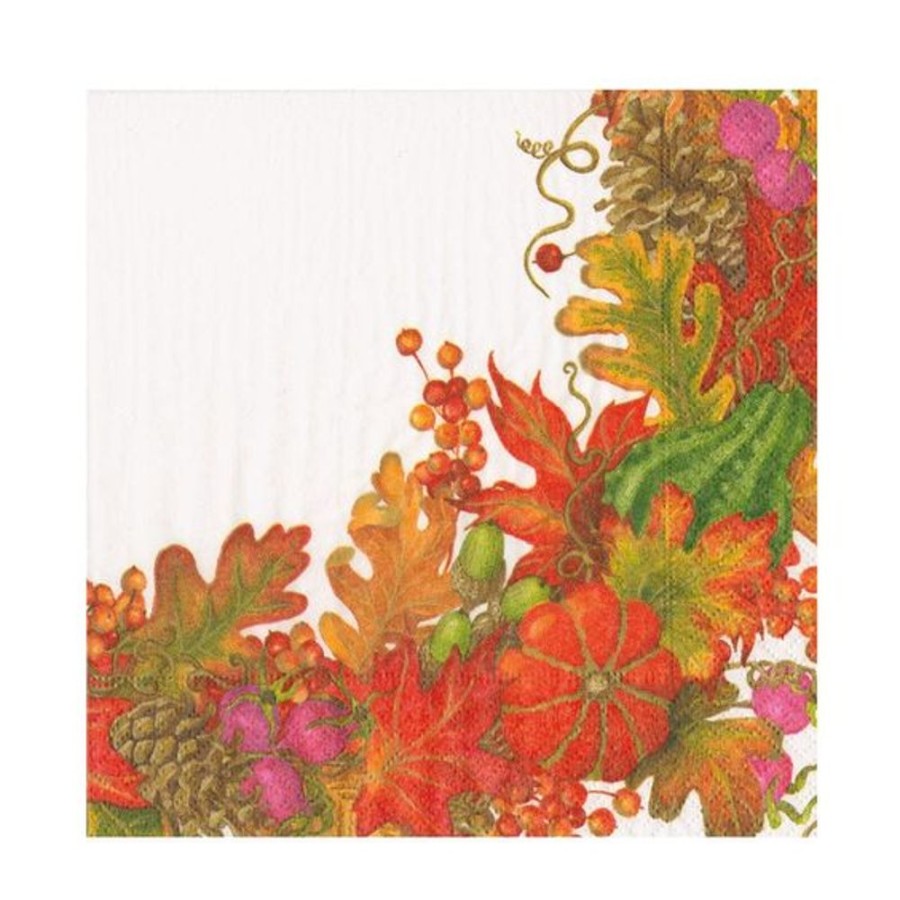 Cottage Kitchen CASPARI Napkins | Caspari- Harvest Garland Luncheon Napkin