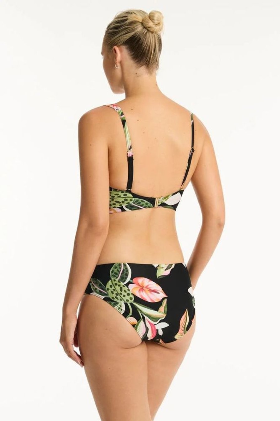 Women SEA LEVEL Bottoms | Sea Level- Ladies Sundown Mid Swim Bottom Black Floral