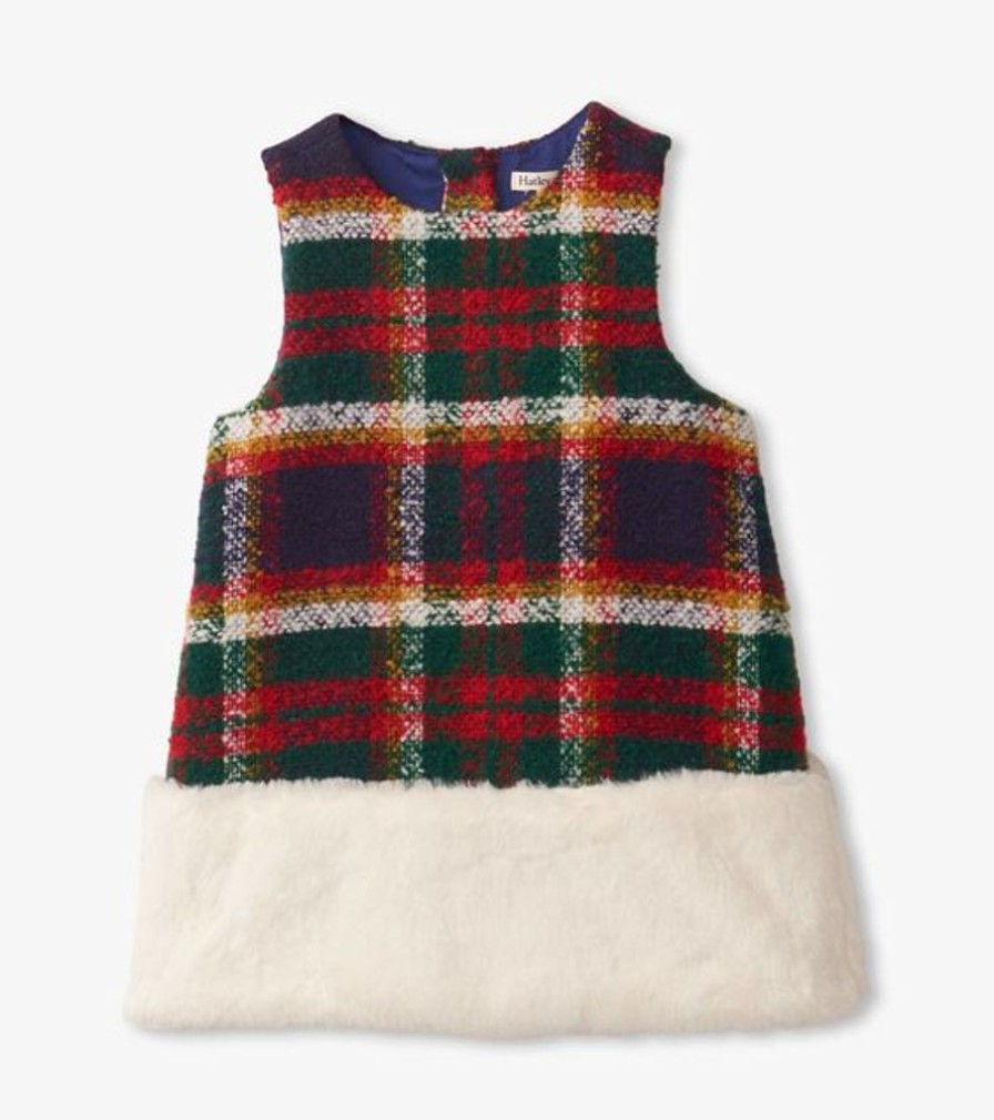 Kid HATLEY Dresses & Rompers | Hatley- Baby Christmas Plaid Faux Fur Trim Dress Celebration Plaid