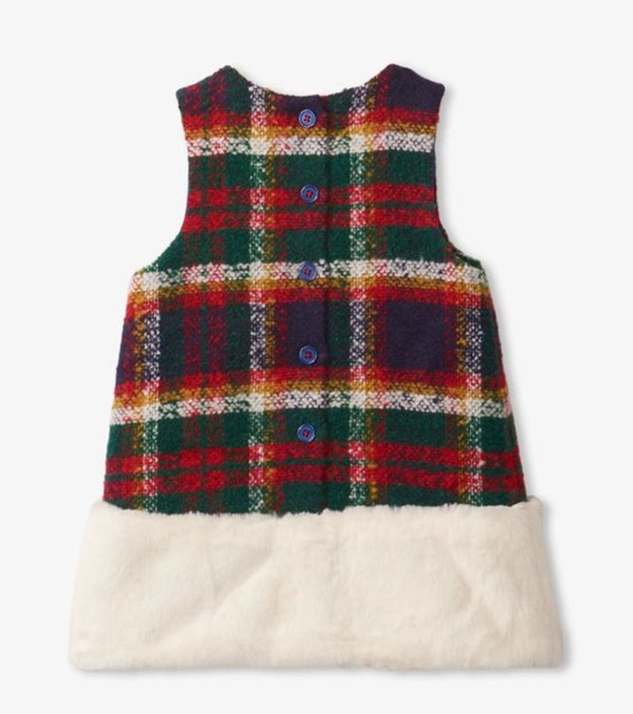 Kid HATLEY Dresses & Rompers | Hatley- Baby Christmas Plaid Faux Fur Trim Dress Celebration Plaid