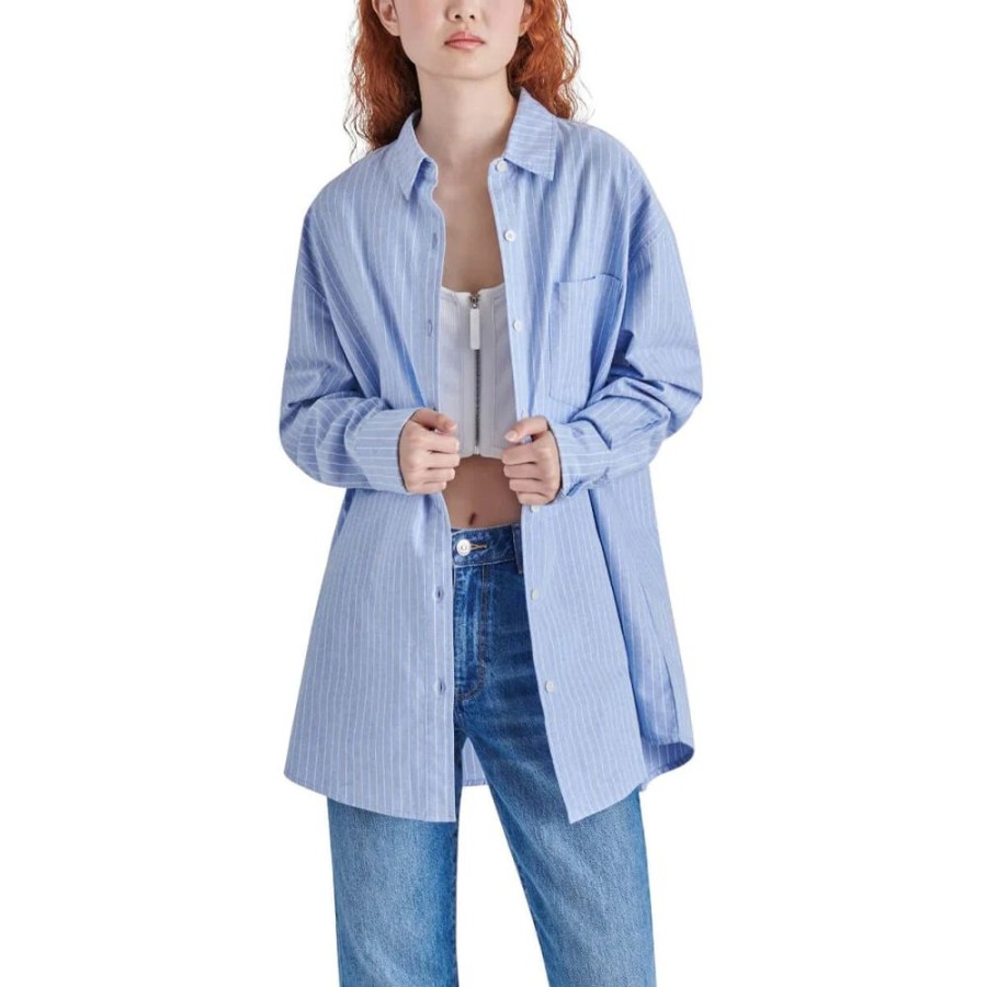 Women STEVE MADDEN Tops | Steve Madden- Safia Button Up Top Soft Blue